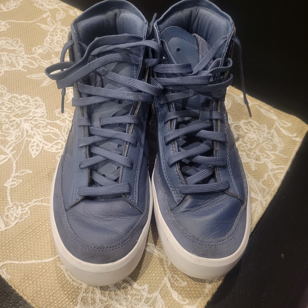 Adidas Blue High-Top Sneakers with Monochromatic Design